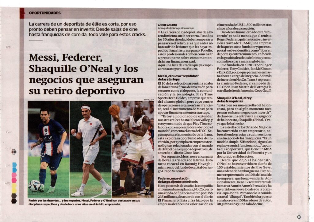 Messi, Federer, Shaquille O'Neal y los negocios que aseguran su retiro deportivo